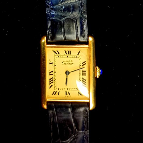 LOUIS CARTIER PARIS TANK MANUAL WIND 925 ARGENT PLAQUE OR 20M LADYS PLAQUE OR 20 - Picture 1 of 10